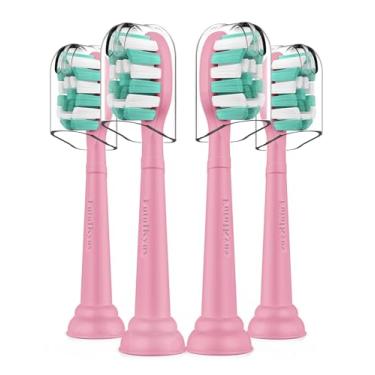 Imagem de Cabeças de substituição de escova de dentes para Philips Sonicare 4100 5100 Plaque Control Gum Health Simply Clean Cabeça de escova elétrica, pacote com 4, rosa