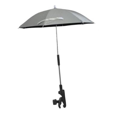 Imagem de Gralara Guarda-chuva para carrinho de bebê, cadeira de praia, guarda-sóis 360° ajustáveis, flexíveis, à prova d'água, resistentes a rasgos para jardim, Prata