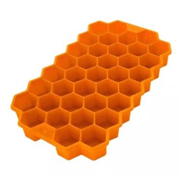 Imagem de Forma Gelo Silicone Chocolate Bombom Colmeia Laranja - Unyhome