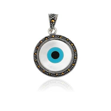 Imagem de Pingente Olho Grego Madreperola 3,2cm Prata 925