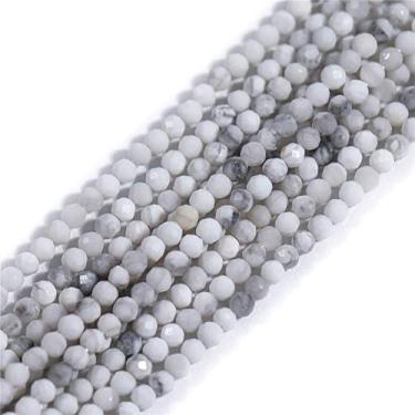 Imagem de GEM-Inside 2 mm Pedra Natural Branca Howlita Turquesa Facetada Espaçador Grânulos de Sementes para Fazer Jóias Fio 38 cm