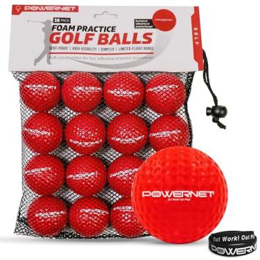 Imagem de PowerNet Pacote com 16 bolas de golfe de espuma para prática | Material macio e leve | Uso interno ou externo | Ótimo para todos os níveis de habilidade | Voo limitado