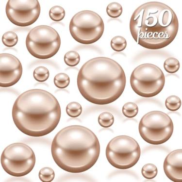 Imagem de Cusmation 150 contas de pérolas para pérolas flutuantes e 800 peças de contas de gel de água, enchimento de pérolas de champanhe para vasos sem furo contas naturais contas decorativas para vasos