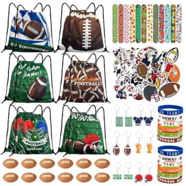 Imagem de Yeepestmi 110 peças de lembrancinhas de festa de futebol com cordão, bolsa de brinde de futebol com mini bola, pulseira, pulseiras, chaveiros, adesivos para suprimentos de festa de futebol