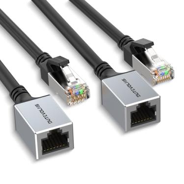 Imagem de Dutevolns Cabo de extensão Ethernet, pacote com 2, adaptador extensor Ethernet Cat 6 1M, cabo conector macho para fêmea, cabo extensor RJ45, cabo Gigabit LAN para MC, PC, roteadores e modems
