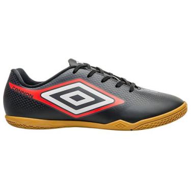 Imagem de Chuteira de Futsal Umbro Cannon Salão, Preto, Vermelho, 42