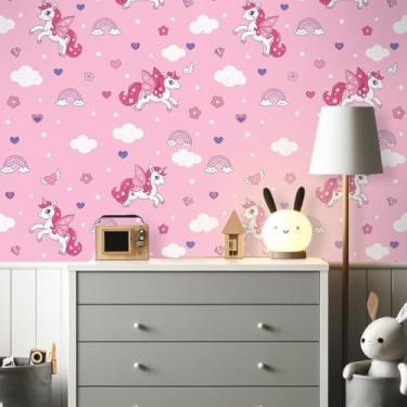 Imagem de Infantil - Papel de Parede Autocolante Quarto Criança Lavável AntiMofo 5 Metros (Unicórnio)