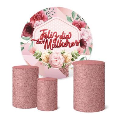 Imagem de Trio Capas Cilindro Painel Redondo Festa 1,50m Dia das Mulheres - Fadr