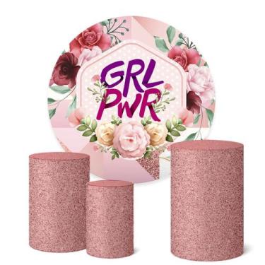 Imagem de Trio Capas Cilindro Painel Redondo Festa 1,50m Dia das Mulheres - Fadr