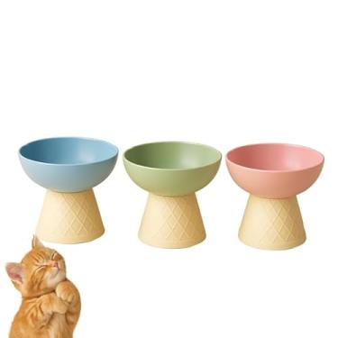 Imagem de Comedouro Bebedouro Elevado Gatinho Pet Gatos Cães Pequeno Porte Design Criativo Ergonômico (Azul)