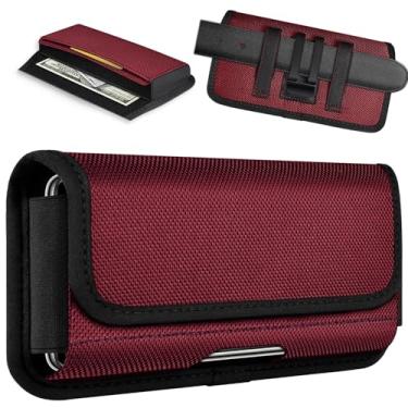 Imagem de ykooe Coldre de nylon resistente compatível com modelos iPhone 16/15/14/13/12 Pro Max & Plus, Galaxy S24/S23/S21/S20 FE, suporte de cinto para celular masculino, vermelho - GG