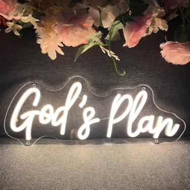 Imagem de ZPLNOSIN Placa De Neon God'S Plan Para Decoração Parede, Iluminação Personalizada Interiores, Quarto, Casa, Placas Led, Grande Cenário Flexível Natal, Sala Estar, Presente Meninos E Meninas, Usb Bra