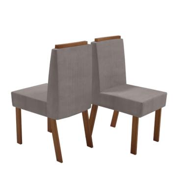 Imagem de Kit 2 Cadeiras de Jantar Rubi Luxo Veludo Naturale e Cinza
