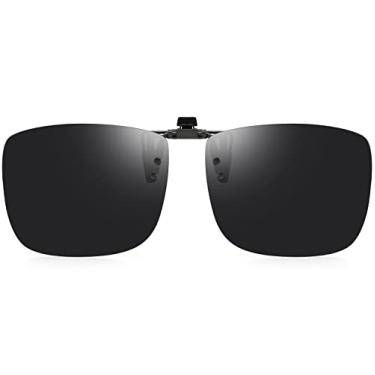 Imagem de CAXMAN Óculos De Sol Clip On Sobre Armações De Prescrição Para Homens E Mulheres Com Lentes Superescuras Categoria 4 Polarizadas E Flip Up Extragrande