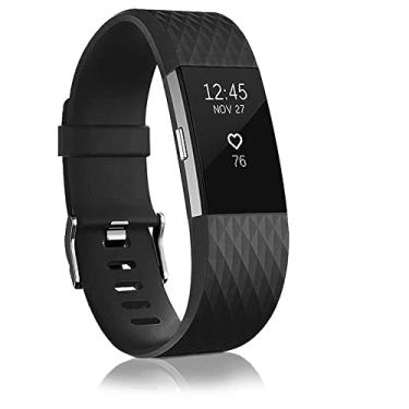 Imagem de Pulseiras de substituição compatíveis com Fitbit Charge 2, acessórios de pulso ajustáveis, pulseiras esportivas para mulheres e homens (preta, pequena)