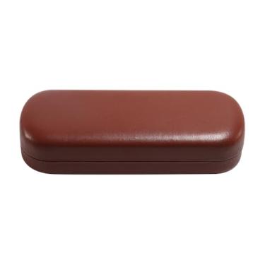 Imagem de GSHLLO Estojo rígido de couro PU para óculos, estojo protetor portátil para óculos de leitura, tamanho de bolso, estojo de óculos de sol de viagem, estojo para mulheres, homens, café
