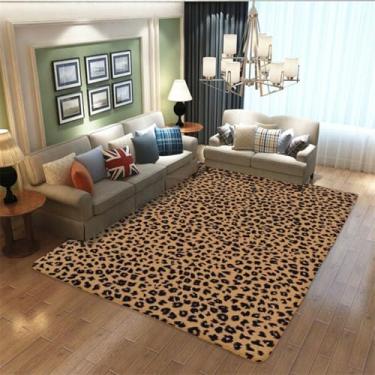 Imagem de ESSMOKO Tapete de sala de estar tapete nórdico simples com leopardo de caxemira artificial para, tapete grande para quarto, lavável e fácil de cuidar, padrão pequeno C - 60 * 90 cm