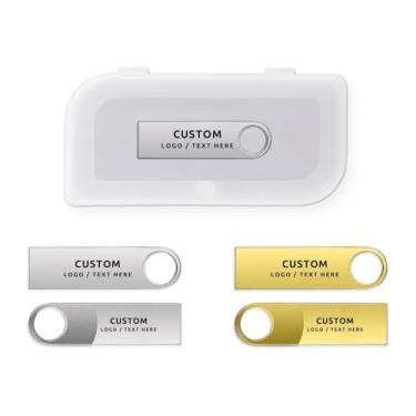 Imagem de Pen drive USB personalizado, pacote com 100 pen drives de metal personalizados USB 2.0, ideal para presentes corporativos, eventos de negócios e brindes promocionais (512 MB, com caixa de plástico)