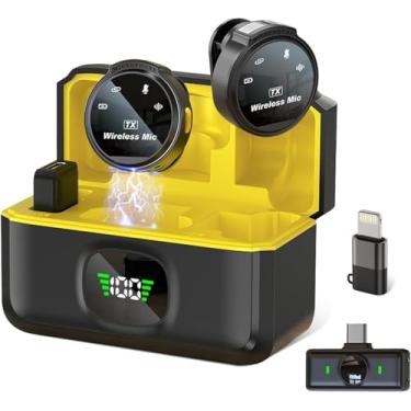 Imagem de Microfone de Lapela Sem Fio Profissional com Base de Carregamento, Display LED, Compatível com iPhone e Android (Lightning e USB-C), Ideal para Vídeo, Vlog e Entrevistas