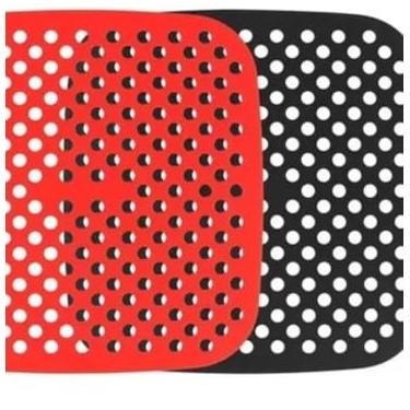 Imagem de Kit 2 Forro Tapete 19 cm em Silicone Para Air Fryer Fritadeira Elétrica QUADRADO Multiuso Universal