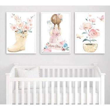 Imagem de Quadros Decorativos Menina Jardim Aquarela 1