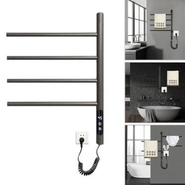 Imagem de Toalheiros Aquecidos Para Banheiro, Toalheiro Giratório De 180°, Aquecedor De Toalhas Elétrico Com Temporizador E Controlador De Temperatura,Gray