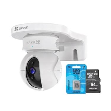 Imagem de Camera de Seguranca Interna C6N 1080p FullHD Wi-Fi Pan-tilt 360 Branca + Cartao de Memoria Micro SD 64 GB Hs-tf-d1 + Suporte De Parede Para Camera
