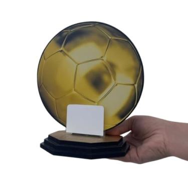 Imagem de Troféu Futebol Bola de Ouro Melhor Jogador MDF/Acrílico espelhado ouro Qualidade premium 20cm
