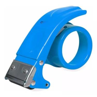 Imagem de Suporte Aplicador de Mão Para Fita Adesiva Larga, Cortador Fita Durex Grande, Lacradora, Precisão e Agilidade - TYDA (AZUL)
