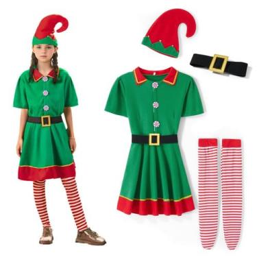 Imagem de Roupa de Natal NEDROMYM Elf Cosplay para crianças de 4 a 5 anos