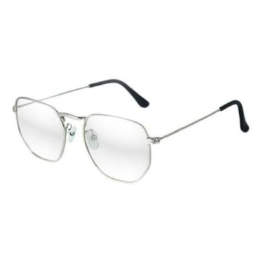 Imagem de Óculos Para Grau Hexagonal Prata Feminino Vintage Retro - Agoc Lifesty