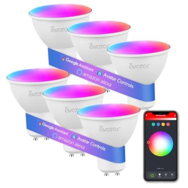 Imagem de Pacote com 6 lâmpadas inteligentes GU10, lâmpada LED GU10 de 5 W, mudança de cor, regulável, sincronização de música, temporizador, controle de grupo, lâmpadas de trilho embutidas, compatíveis com