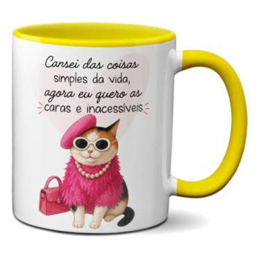 Imagem de Caneca Engraçada Gata Chique, Quero As Coisas Inacessíveis (Amarela)