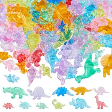 Imagem de SUPERFINDINGS 128 peças mini figuras de dinossauro, estatueta de animais, miniaturas de acrílico, lembrancinhas de festa de dinossauro, micro ornamentos de paisagem para piscina, casa, jardim