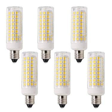 Imagem de Lxcom Lighting Lâmpada LED de milho regulável E11 10W mini lâmpadas de cerâmica para candelabros (pacote com 6) - 102 LEDs 2835 SMD 100W equivalente a branco quente 3000K T3/T4 JDE11 120V lâmpada para