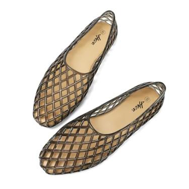 Imagem de HEVA Sapatilhas femininas de malha gelatinosa respirável transparente vazada verão praia jellies sandálias de balé, Cinza, 38