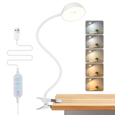 Imagem de 【Lâmpada de encaixe】 Luz de leitura de LED de 10 níveis e 5 modos de cores, luz de leitura flexível de pescoço de ganso para camas, mesas, cabeceiras - luz noturna agradável para crianças/adultos