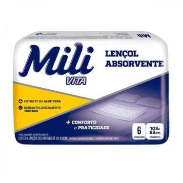 Imagem de Lençol Absorvente Mili 103x83cm - Pacote com 6 Unidades - Mili Vita