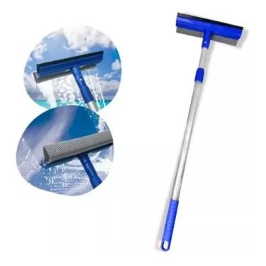 Imagem de Rodo Limpa Vidro Mop Extensivel Janela Sacada Azulejo Lava Seca Esfreg