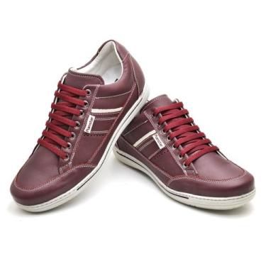 Imagem de Sapatênis Tênis Couro Casual Masculino Jvmarc 3008 - Ranster, Bordô, 4