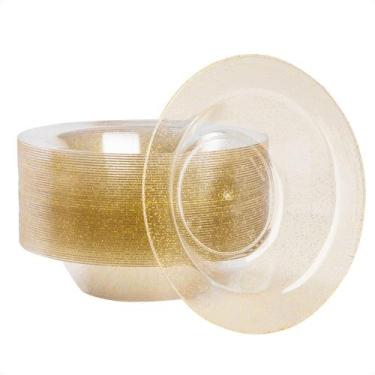 Imagem de Taças de plástico Goodluck Gold Glitter 350 ml (pacote com 50)