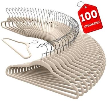 Imagem de Kit 100 Cabides Aveludado Slim Gancho Giratório 360º Roupas Delicadas 