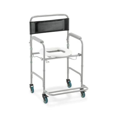 Imagem de Cadeira de Banho Higiênica Dobrável D30 Dellamed 2 Em 1 Banho e Sobre Vaso, Até 100kg Com Estrutura Reforçada e Rodízios Com Trava