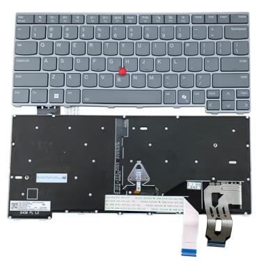 Imagem de BestParts Substituição de teclado de laptop retroiluminado para Lenovo Thinkpad T14 Gen 5 L14 Gen 5 P14s Gen 5 Gen 5 Moldura cinza com TrackPoint US Layout 5N21M38598 5N21M38372