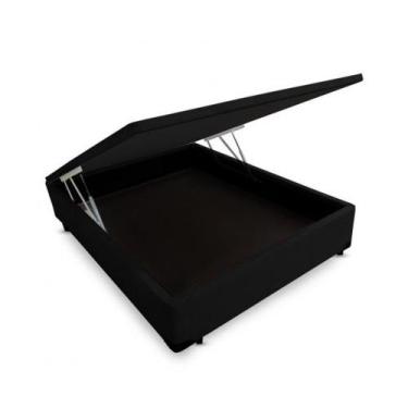 Imagem de Base Box Baú Viúva SP Móveis Suede Preta - 45x128x188