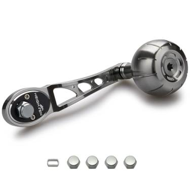 Imagem de HEIGHTEN Carretel de pesca de 80 mm/90 mm para Shimano Daiwa Abu Garci Penn Kastking Lew's Baitcasting Reel Power Crank Acessório (prata, alça de 80 mm/90 mm botão de 42 mm) (1123)