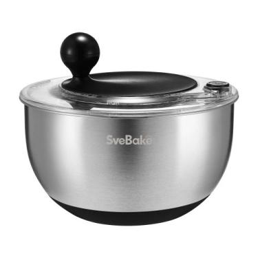 Imagem de Salad Spinner SveBake de 5,3 Qt em aço inoxidável com botão de parada