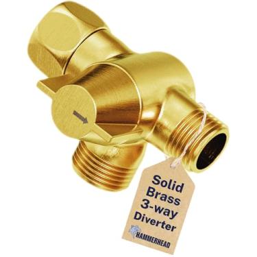 Imagem de HammerHead Showers Válvula de desvio de chuveiro de 3 vias de metal sólido - Desviador de braço de chuveiro conecta fixo e portátil ao braço do chuveiro - Desviador de chuveiro para chuveiro duplo