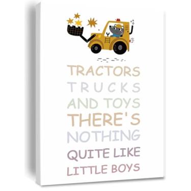 Imagem de Tractors Trucks And Toys There's Nothing Quite Like Little Boys Canvas Wall Art, Pintura para Quarto de Menino Infantil Decoração de Sala de Jogos para Quarto de Crianças Emoldurado 20 x 30 cm