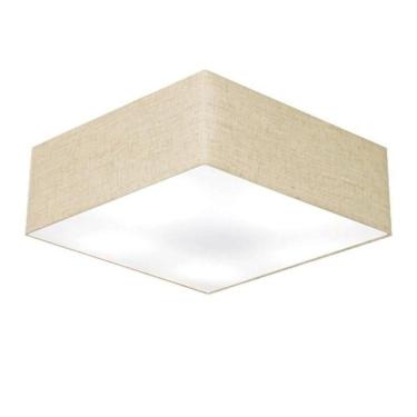 Imagem de Plafon Quadrado Vivare Md-3052 Cúpula Em Tecido 15/60x60cm - Bivolt Rustico-bege 127/220v